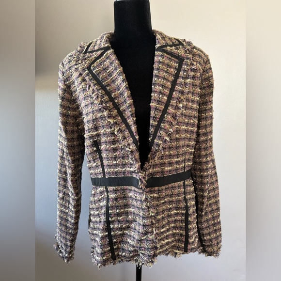 Bisou Bisou Women's Tweed Blazer - Black and Cream - Picture 2 of 9